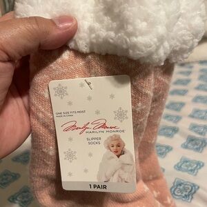 Marilyn Monroe Pink and White Slipper Socks
